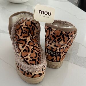 Mou Tan and Black Animal Print Boots